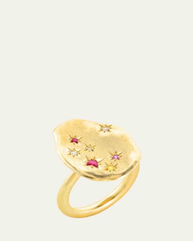18K Yellow Gold Starry Night Ring, Size